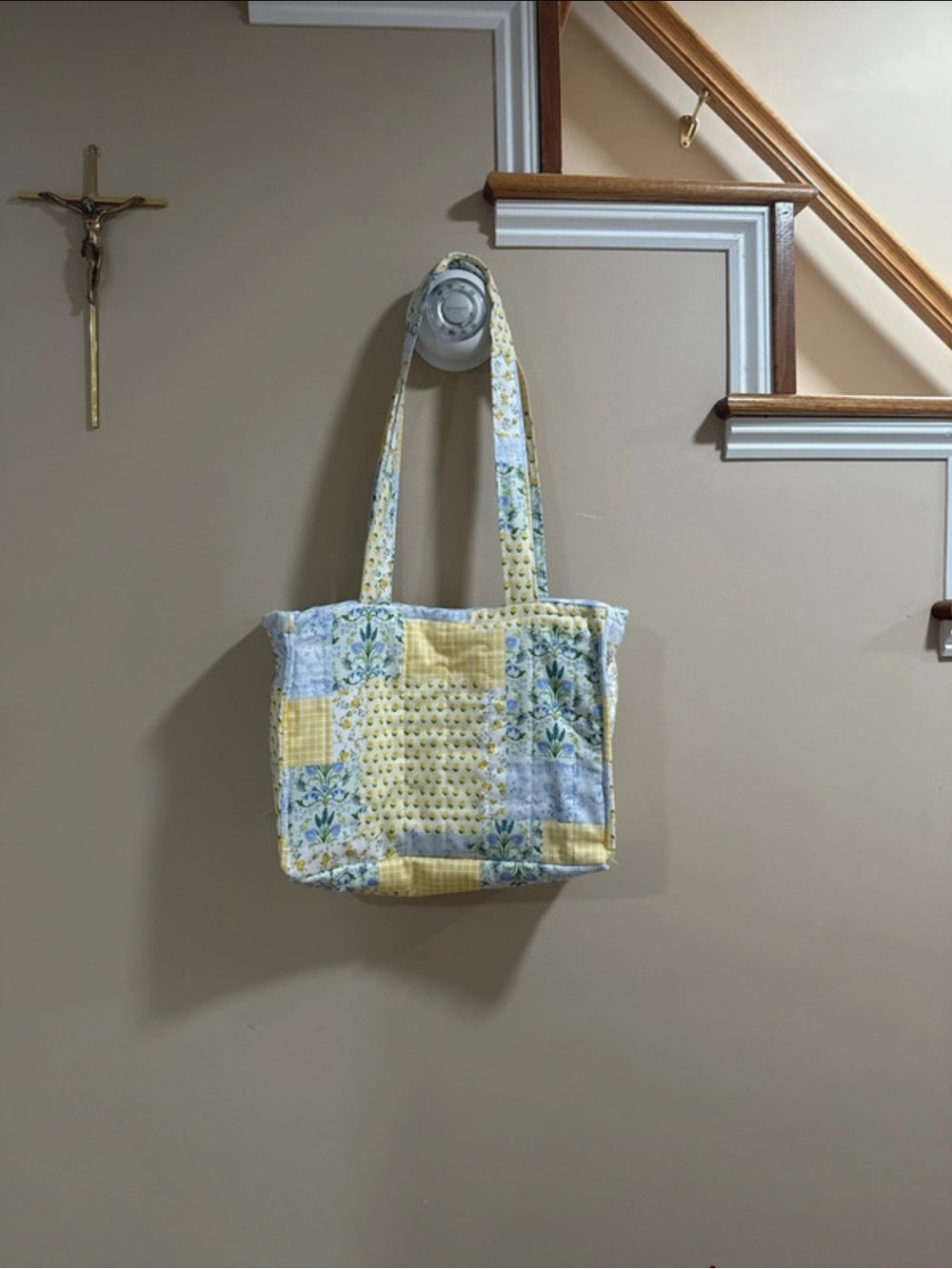 Quilted Yellow Floral Patchwork Tote Bag